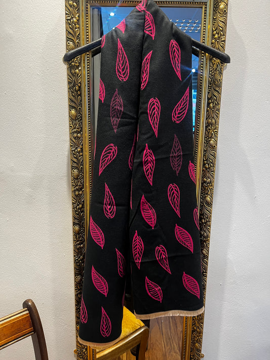 Pink/black leaf detail Scarf